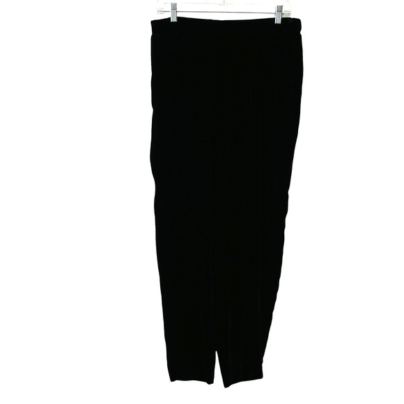 Theory Crushed Velvet Pants Size Medium Black Pull On Middle Split Pockets - Picture 5 of 8